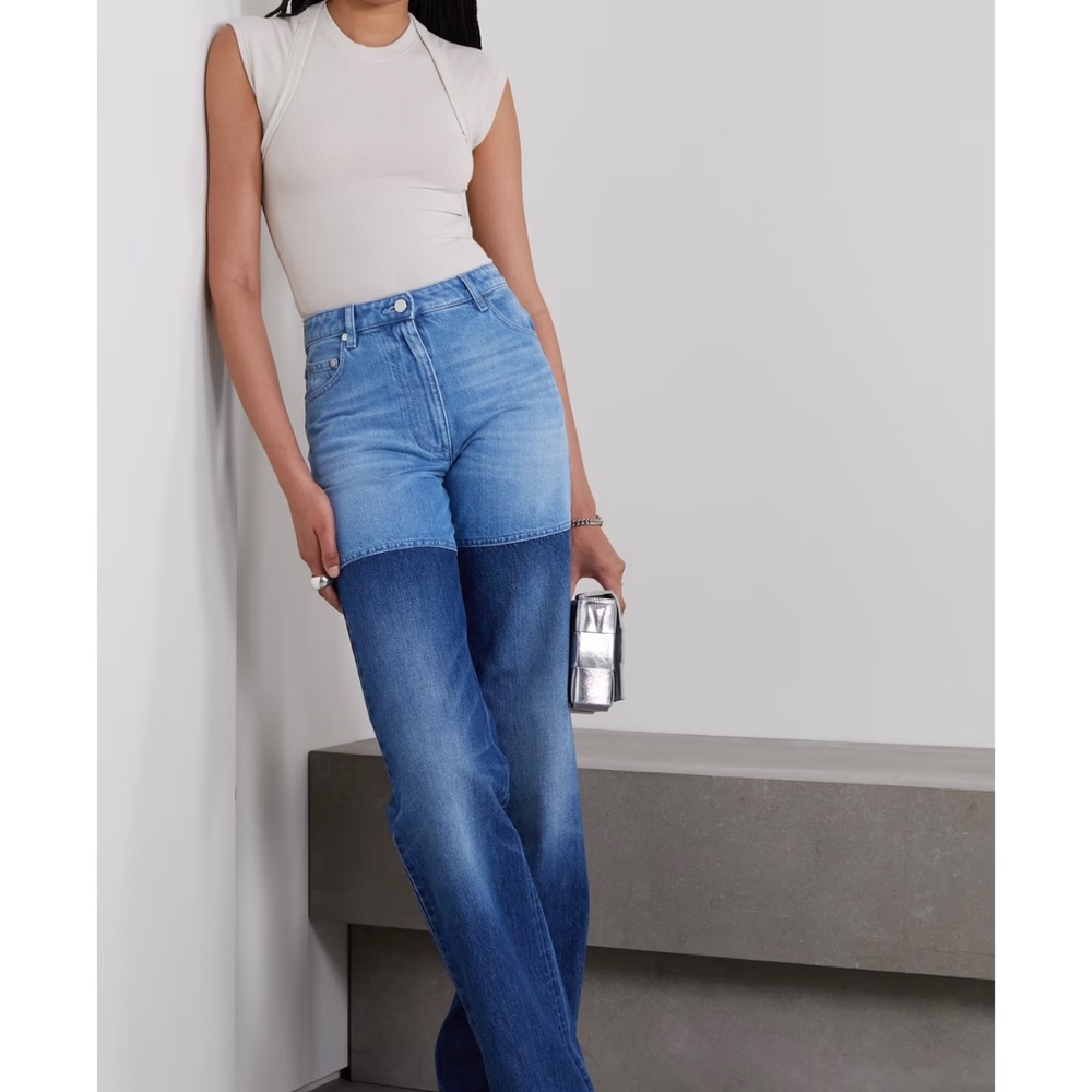 PETER DO Gradient Blue Wide Leg Jeans